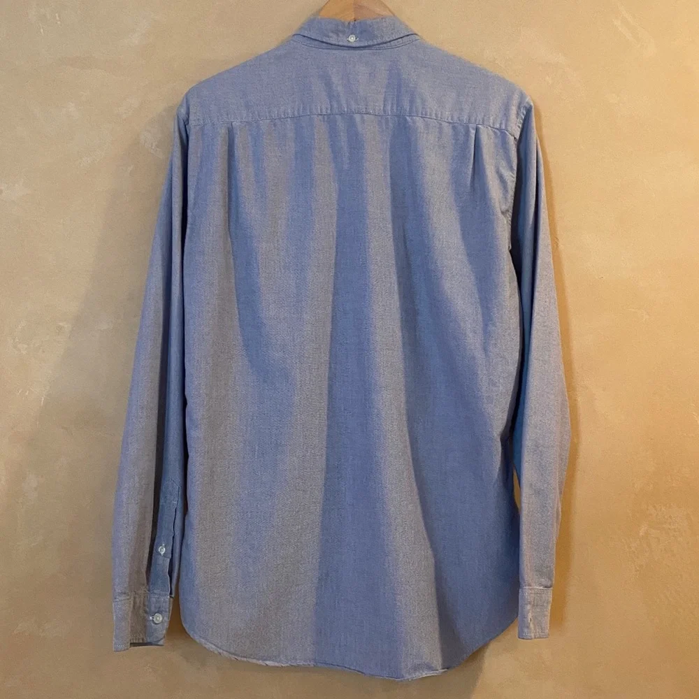 Supreme Light Blue Denim Button-Down Shirt — Red Logo — Men’s Large - Picture 3 of 12